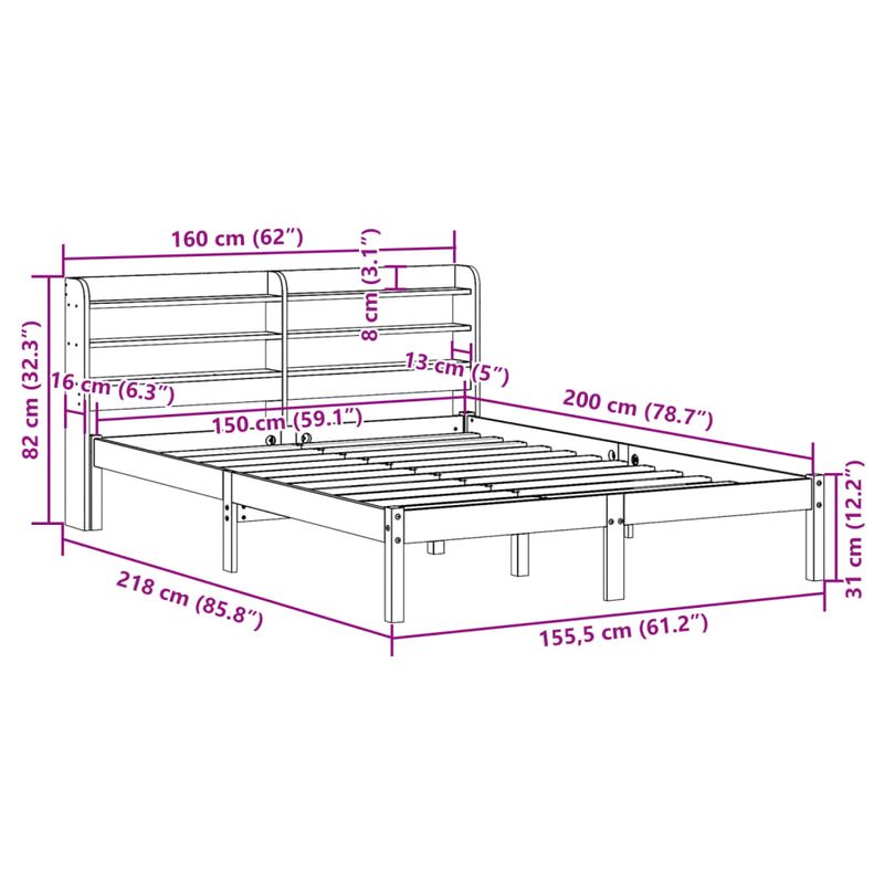 Casa si Gradina - Mobilier - Paturi si accesorii - Paturi - Cadru de pat fara saltea, alb, 150x200 cm, lemn masiv pin - Infinity.ro