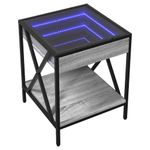 Casa si Gradina - Mobilier - Comode si corpuri - Noptiere - Noptiera cu LED infinity, gri sonoma, 40x40x49 cm - Infinity.ro