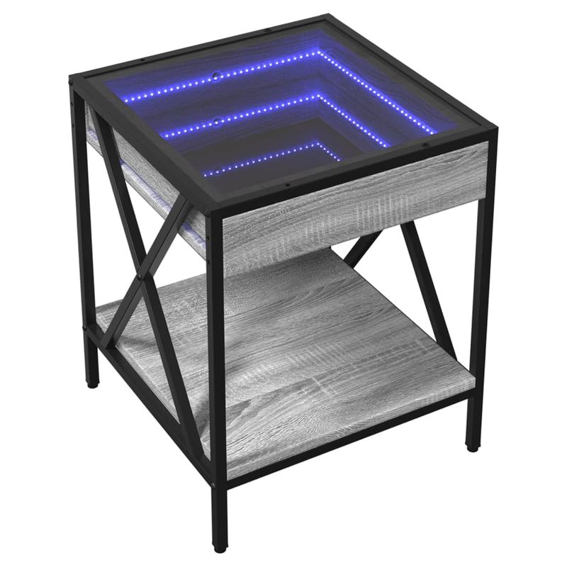 Casa si Gradina - Mobilier - Comode si corpuri - Noptiere - Noptiera cu LED infinity, gri sonoma, 40x40x49 cm - Infinity.ro