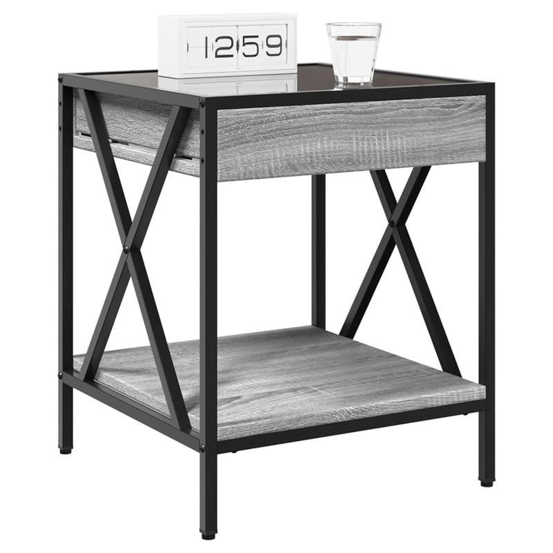 Casa si Gradina - Mobilier - Comode si corpuri - Noptiere - Noptiera cu LED infinity, gri sonoma, 40x40x49 cm - Infinity.ro
