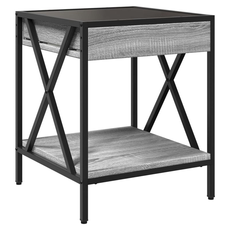 Casa si Gradina - Mobilier - Comode si corpuri - Noptiere - Noptiera cu LED infinity, gri sonoma, 40x40x49 cm - Infinity.ro