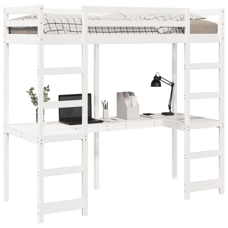 Casa si Gradina - Mobilier - Paturi si accesorii - Paturi - Cadru pat supraetajat fara saltea alb 80x200 cm lemn masiv pin - Infinity.ro