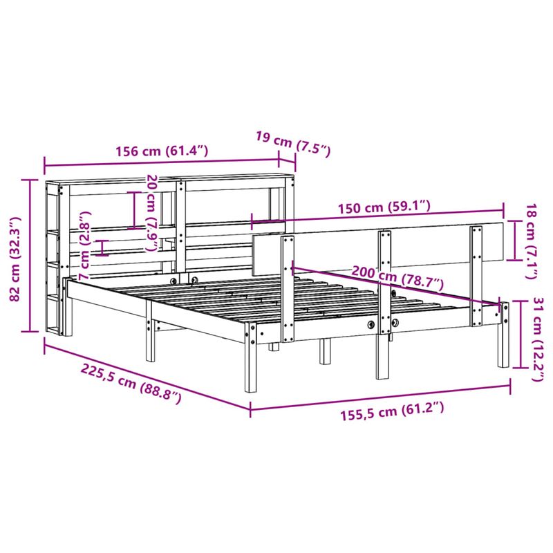 Casa si Gradina - Mobilier - Paturi si accesorii - Paturi - Cadru de pat fara saltea, 150x200 cm, lemn masiv pin - Infinity.ro