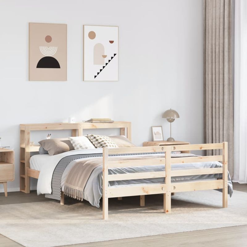 Casa si Gradina - Mobilier - Paturi si accesorii - Paturi - Cadru de pat fara saltea, 150x200 cm, lemn masiv pin - Infinity.ro