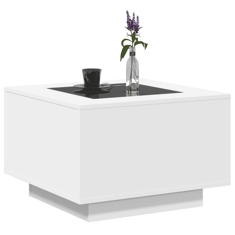 Casa si Gradina - Mobilier - Mese si birouri - Masute de cafea - Masuta de cafea cu LED, alb, 60x60x40 cm, lemn prelucrat - Infinity.ro