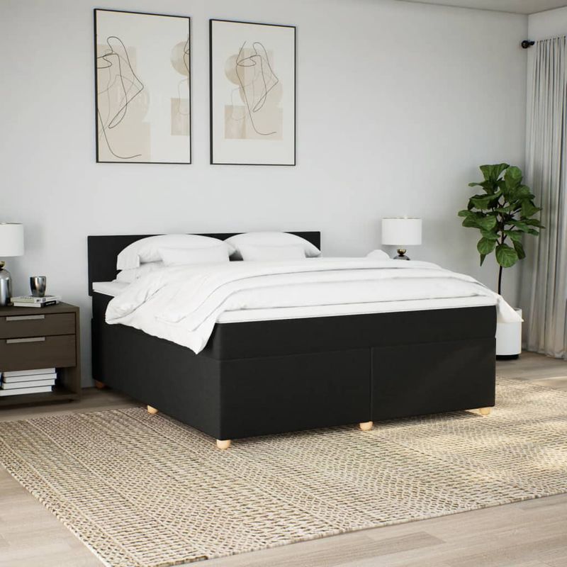 Casa si Gradina - Mobilier - Paturi si accesorii - Paturi - Pat box spring cu saltea, negru, 180x200 cm, catifea - Infinity.ro