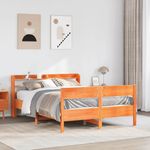Casa si Gradina - Mobilier - Paturi si accesorii - Paturi - Cadru pat fara saltea, maro ceruit, 135x190 cm, lemn masiv pin - Infinity.ro