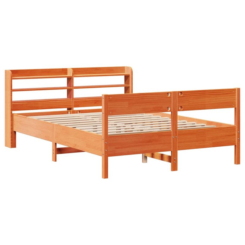 Casa si Gradina - Mobilier - Paturi si accesorii - Paturi - Cadru pat fara saltea, maro ceruit, 135x190 cm, lemn masiv pin - Infinity.ro