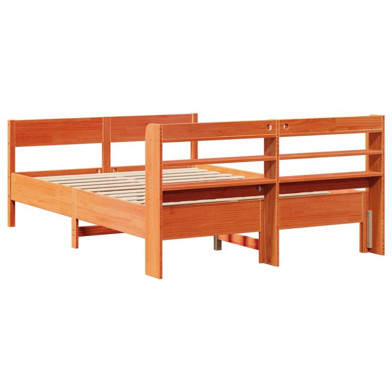 Casa si Gradina - Mobilier - Paturi si accesorii - Paturi - Cadru pat fara saltea, maro ceruit, 135x190 cm, lemn masiv pin - Infinity.ro
