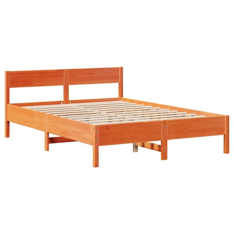 Casa si Gradina - Mobilier - Paturi si accesorii - Paturi - Cadru pat fara saltea, maro ceruit, 135x190 cm, lemn masiv pin - Infinity.ro