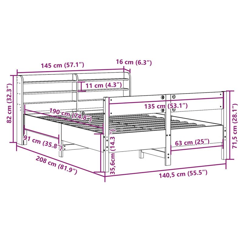 Casa si Gradina - Mobilier - Paturi si accesorii - Paturi - Cadru pat fara saltea, maro ceruit, 135x190 cm, lemn masiv pin - Infinity.ro