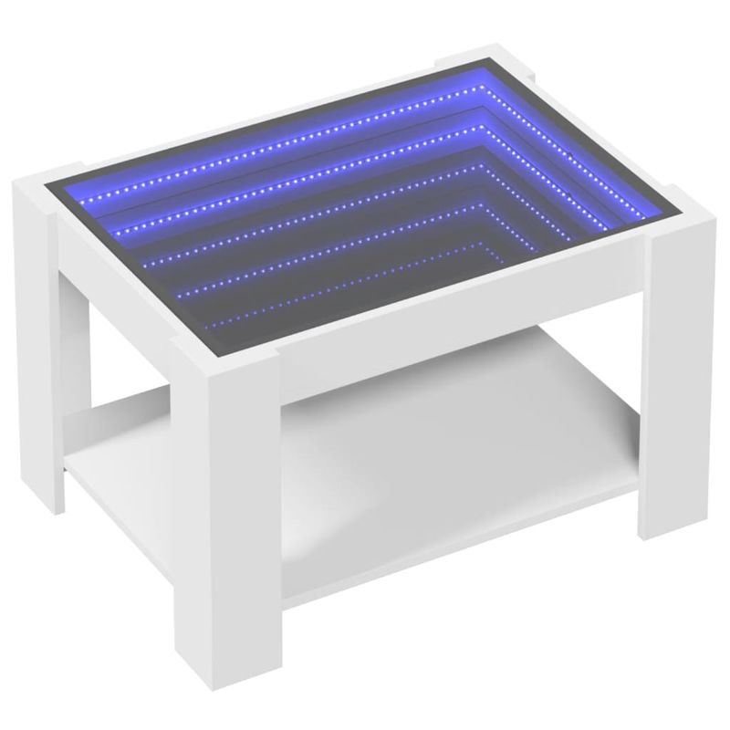 Casa si Gradina - Mobilier - Mese si birouri - Masute de cafea - Masuta de cafea cu LED, alb, 73x53x45 cm, lemn prelucrat - Infinity.ro