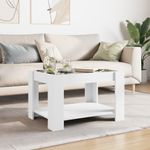 Casa si Gradina - Mobilier - Mese si birouri - Masute de cafea - Masuta de cafea cu LED, alb, 73x53x45 cm, lemn prelucrat - Infinity.ro