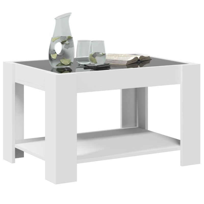 Casa si Gradina - Mobilier - Mese si birouri - Masute de cafea - Masuta de cafea cu LED, alb, 73x53x45 cm, lemn prelucrat - Infinity.ro