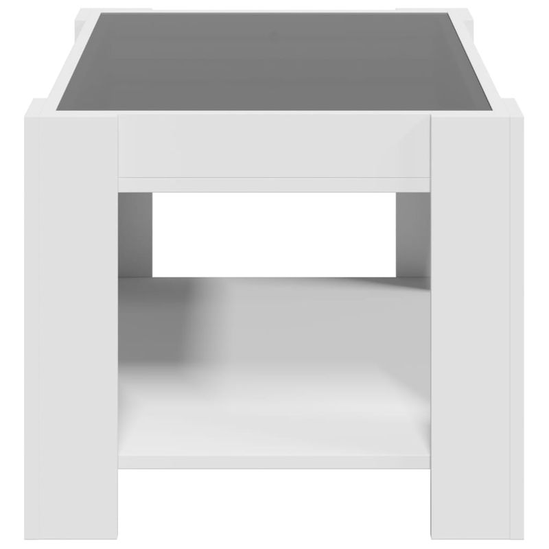 Casa si Gradina - Mobilier - Mese si birouri - Masute de cafea - Masuta de cafea cu LED, alb, 73x53x45 cm, lemn prelucrat - Infinity.ro