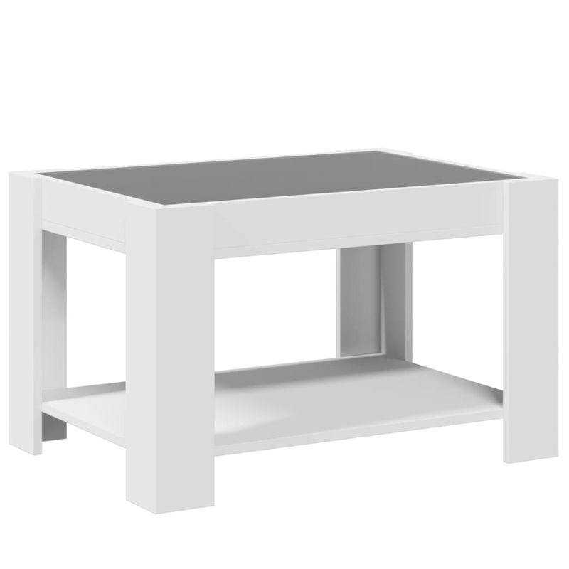 Casa si Gradina - Mobilier - Mese si birouri - Masute de cafea - Masuta de cafea cu LED, alb, 73x53x45 cm, lemn prelucrat - Infinity.ro