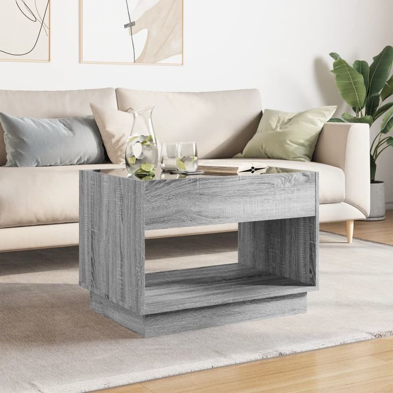 Casa si Gradina - Mobilier - Mese si birouri - Masute de cafea - Masuta de cafea cu LED infinity, gri sonoma, 70x50x50 cm - Infinity.ro