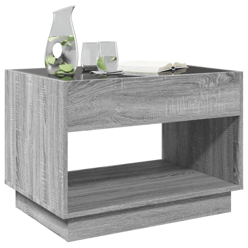 Casa si Gradina - Mobilier - Mese si birouri - Masute de cafea - Masuta de cafea cu LED infinity, gri sonoma, 70x50x50 cm - Infinity.ro