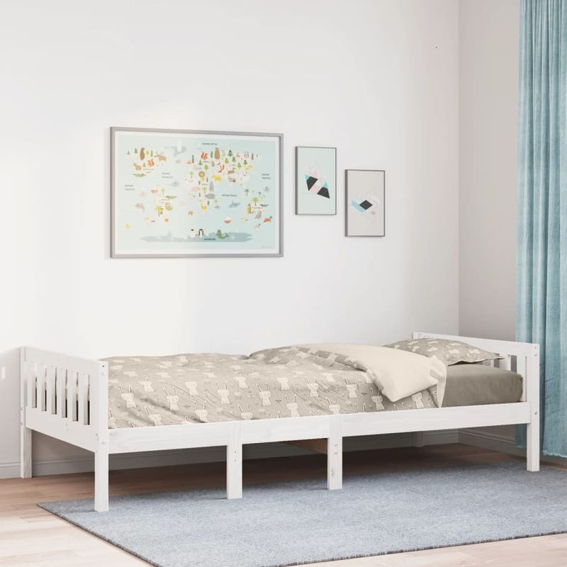 Casa si Gradina - Mobilier - Paturi si accesorii - Paturi - Pat pentru copii fara saltea, alb, 90x190 cm, lemn masiv de pin - Infinity.ro