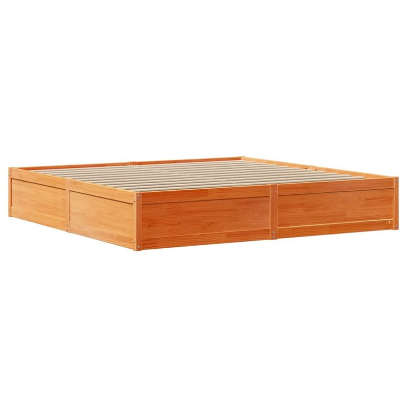 Casa si Gradina - Mobilier - Paturi si accesorii - Paturi - Cadru de pat cu tablie, maro ceruit, 200x200 cm, lemn masiv pin - Infinity.ro