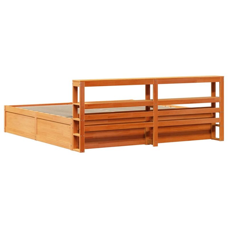 Casa si Gradina - Mobilier - Paturi si accesorii - Paturi - Cadru de pat cu tablie, maro ceruit, 200x200 cm, lemn masiv pin - Infinity.ro