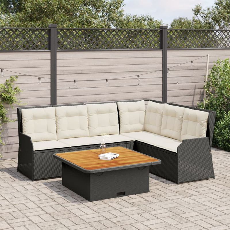 Casa si Gradina - Gradina si terasa - Mobilier exterior - Seturi mobila gradina - Set sezlonguri de gradina, 5 piese, cu perne, negru, poliratan - Infinity.ro