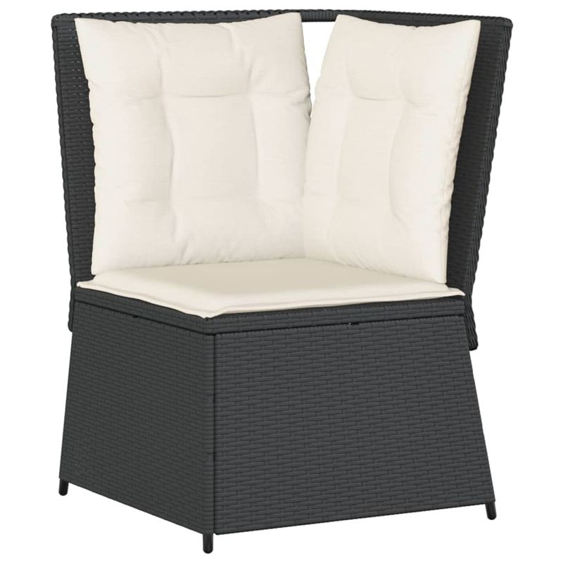 Casa si Gradina - Gradina si terasa - Mobilier exterior - Seturi mobila gradina - Set sezlonguri de gradina, 5 piese, cu perne, negru, poliratan - Infinity.ro