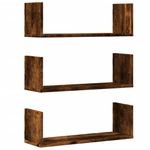 Casa si Gradina - Mobilier - Biblioteci si rafturi - Rafturi - Rafturi perete 3 buc. stejar fumuriu 58x18x18 cm lemn prelucrat - Infinity.ro