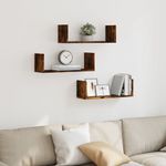 Casa si Gradina - Mobilier - Biblioteci si rafturi - Rafturi - Rafturi perete 3 buc. stejar fumuriu 58x18x18 cm lemn prelucrat - Infinity.ro