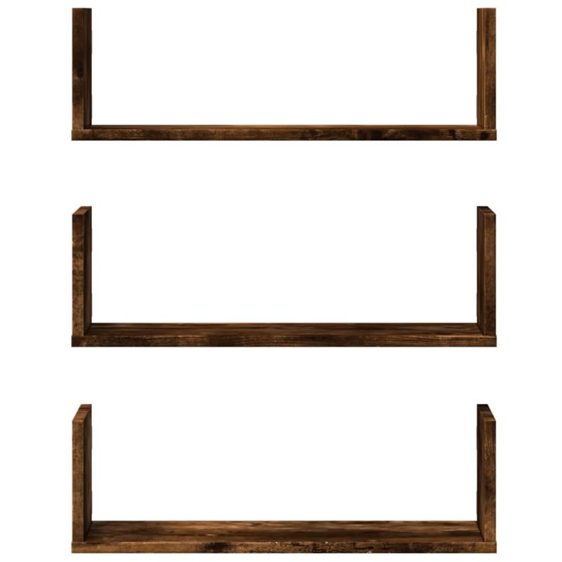 Casa si Gradina - Mobilier - Biblioteci si rafturi - Rafturi - Rafturi perete 3 buc. stejar fumuriu 58x18x18 cm lemn prelucrat - Infinity.ro