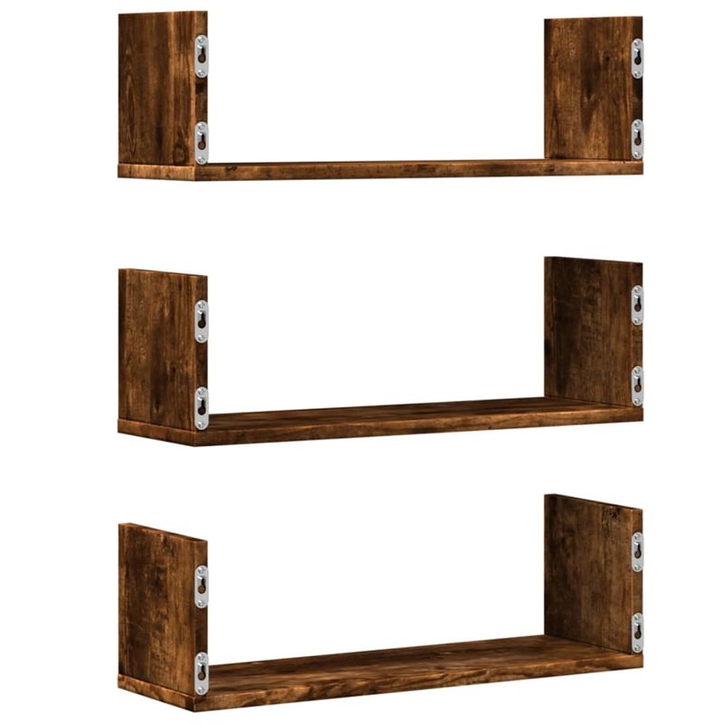 Casa si Gradina - Mobilier - Biblioteci si rafturi - Rafturi - Rafturi perete 3 buc. stejar fumuriu 58x18x18 cm lemn prelucrat - Infinity.ro