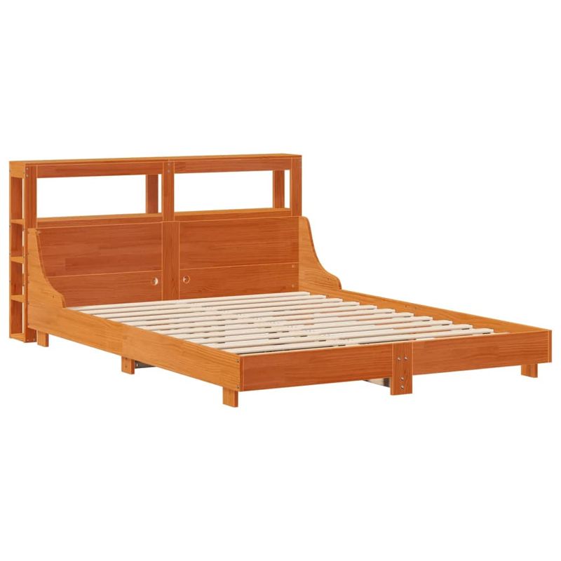 Casa si Gradina - Mobilier - Paturi si accesorii - Paturi - Cadru pat fara saltea, maro ceruit, 140x190 cm, lemn masiv pin - Infinity.ro