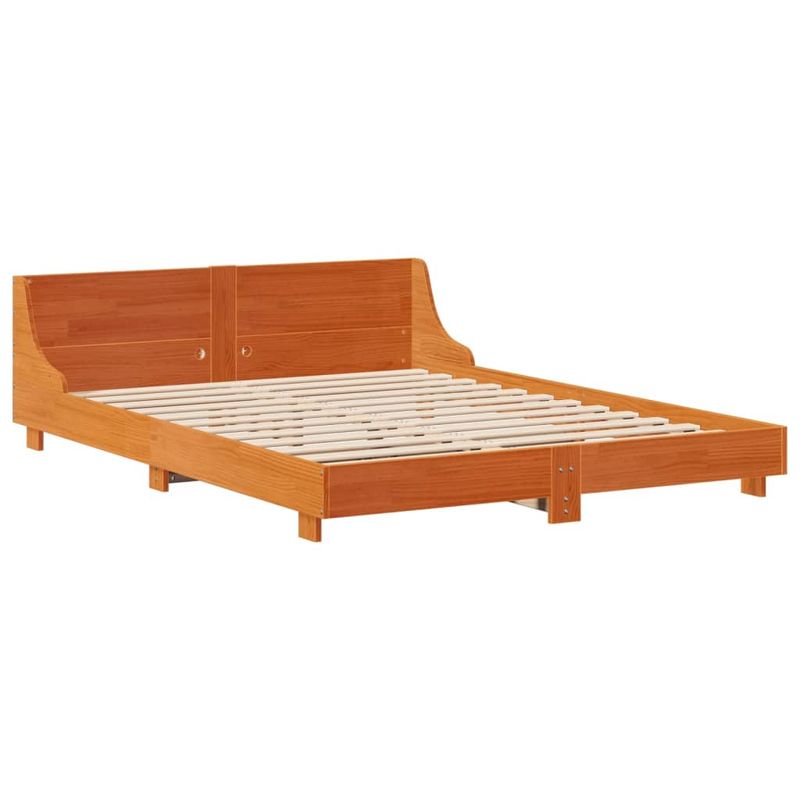Casa si Gradina - Mobilier - Paturi si accesorii - Paturi - Cadru pat fara saltea, maro ceruit, 140x190 cm, lemn masiv pin - Infinity.ro