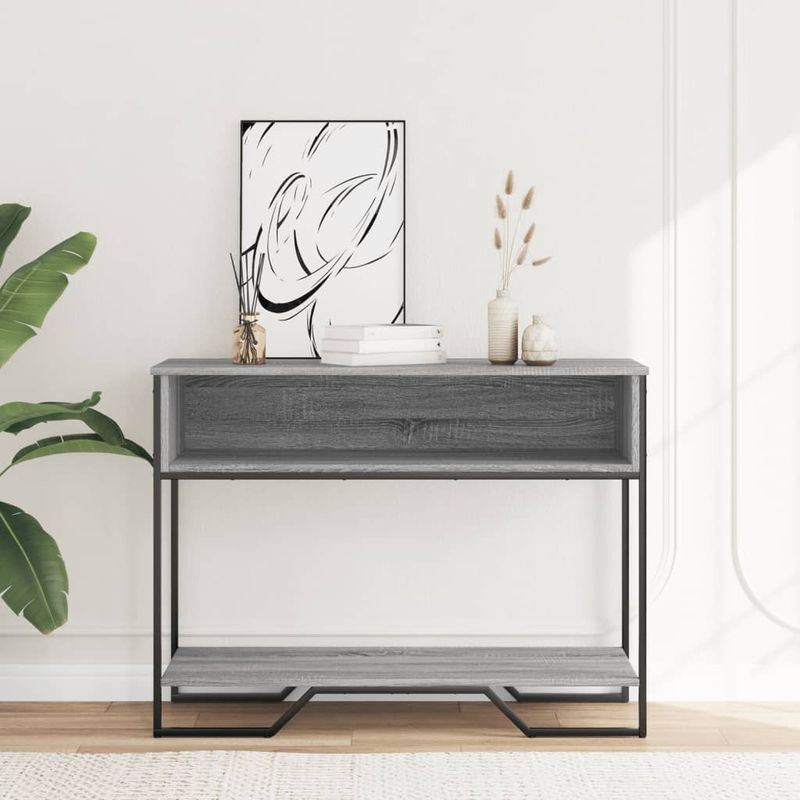Casa si Gradina - Mobilier - Comode si corpuri - Console - Masuta consola, gri sonoma, 100x35x74,5 cm, lemn prelucrat - Infinity.ro