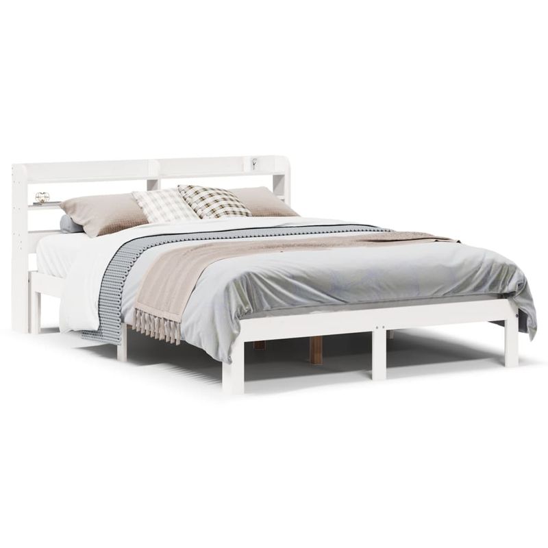 Casa si Gradina - Mobilier - Paturi si accesorii - Paturi - Cadru de pat cu tablie, alb, 160x200 cm, lemn masiv de pin - Infinity.ro