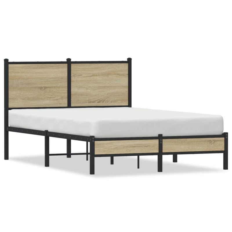 Casa si Gradina - Mobilier - Paturi si accesorii - Paturi - Cadru de pat metalic fara saltea, stejar sonoma, 120x200 cm - Infinity.ro