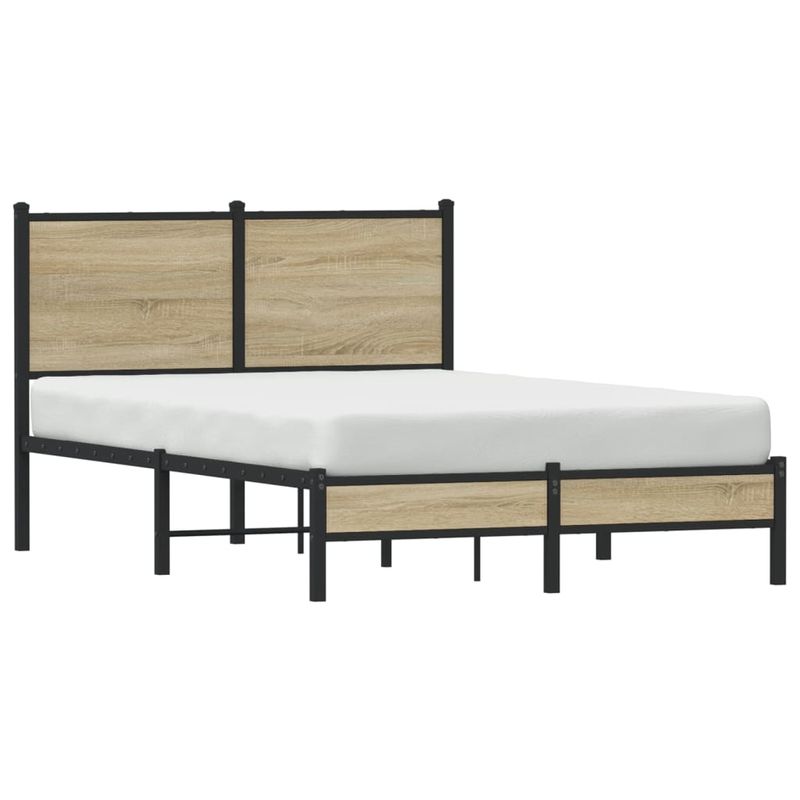 Casa si Gradina - Mobilier - Paturi si accesorii - Paturi - Cadru de pat metalic fara saltea, stejar sonoma, 120x200 cm - Infinity.ro