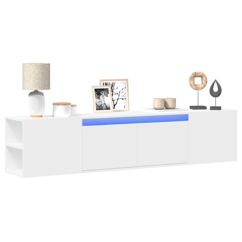 Casa si Gradina - Mobilier - Comode si corpuri - Comode - Dulap TV de perete cu lumini LED, alb, 180x31x39,5 cm - Infinity.ro