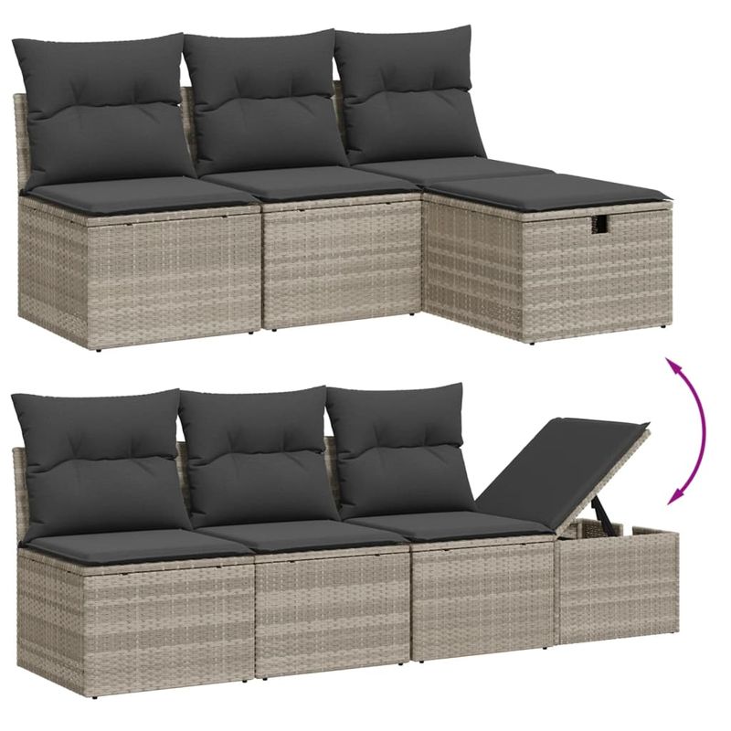 Casa si Gradina - Gradina si terasa - Mobilier exterior - Seturi mobila gradina - Set mobilier de gradina cu perne, 8 piese gri deschis poliratan - Infinity.ro