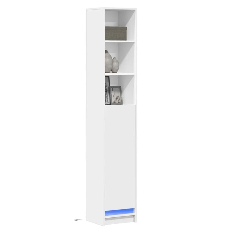 Casa si Gradina - Mobilier - Comode si corpuri - Comode - Dulap cu LED, alb, 36x32,5x200 cm, lemn prelucrat - Infinity.ro