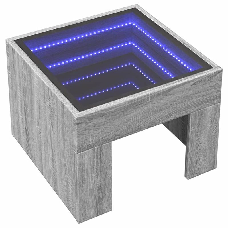 Casa si Gradina - Mobilier - Mese si birouri - Masute de cafea - Masuta de cafea cu LED infinity, gri sonoma, 40x40x30 cm - Infinity.ro