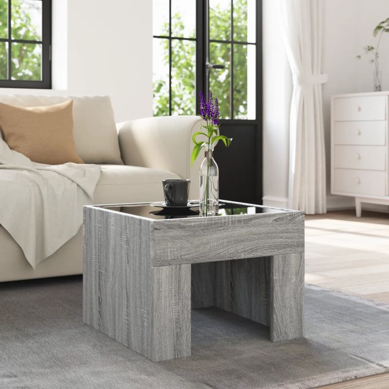 Casa si Gradina - Mobilier - Mese si birouri - Masute de cafea - Masuta de cafea cu LED infinity, gri sonoma, 40x40x30 cm - Infinity.ro