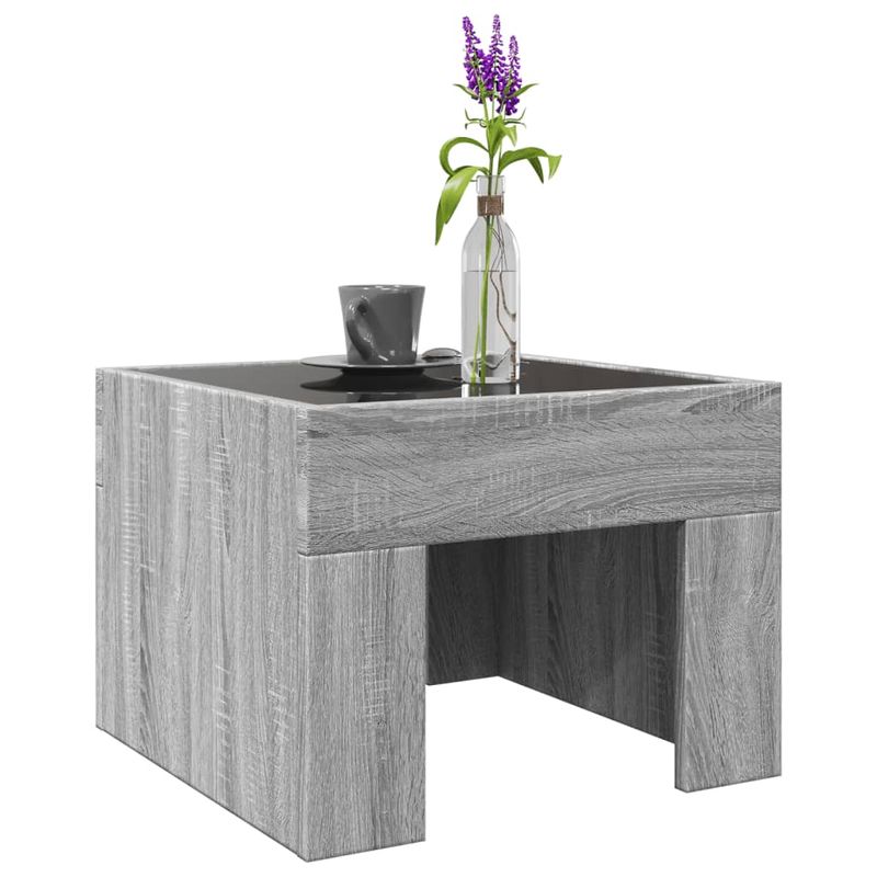Casa si Gradina - Mobilier - Mese si birouri - Masute de cafea - Masuta de cafea cu LED infinity, gri sonoma, 40x40x30 cm - Infinity.ro