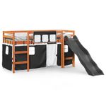 Casa si Gradina - Mobilier - Paturi si accesorii - Paturi - Pat etajat de copii perdele, alb/negru 90x200 cm lemn masiv pin - Infinity.ro