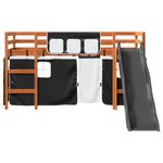 Casa si Gradina - Mobilier - Paturi si accesorii - Paturi - Pat etajat de copii perdele, alb/negru 90x200 cm lemn masiv pin - Infinity.ro