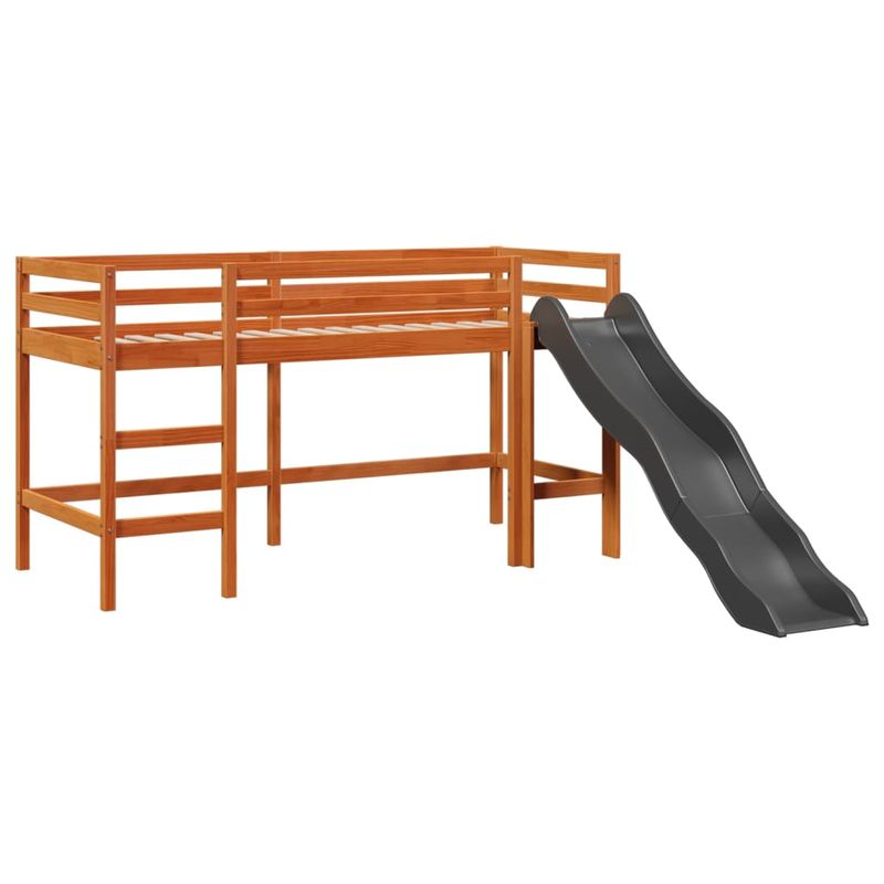 Casa si Gradina - Mobilier - Paturi si accesorii - Paturi - Pat etajat de copii perdele, alb/negru 90x200 cm lemn masiv pin - Infinity.ro
