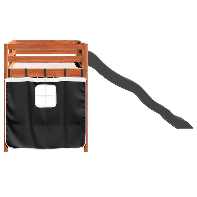 Casa si Gradina - Mobilier - Paturi si accesorii - Paturi - Pat etajat de copii perdele, alb/negru 90x200 cm lemn masiv pin - Infinity.ro