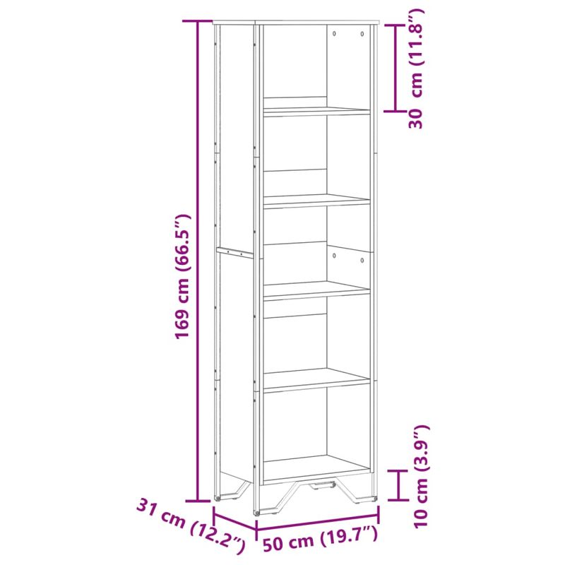 Casa si Gradina - Mobilier - Biblioteci si rafturi - Biblioteci - Biblioteca, gri sonoma, 50x31x169 cm, lemn prelucrat - Infinity.ro