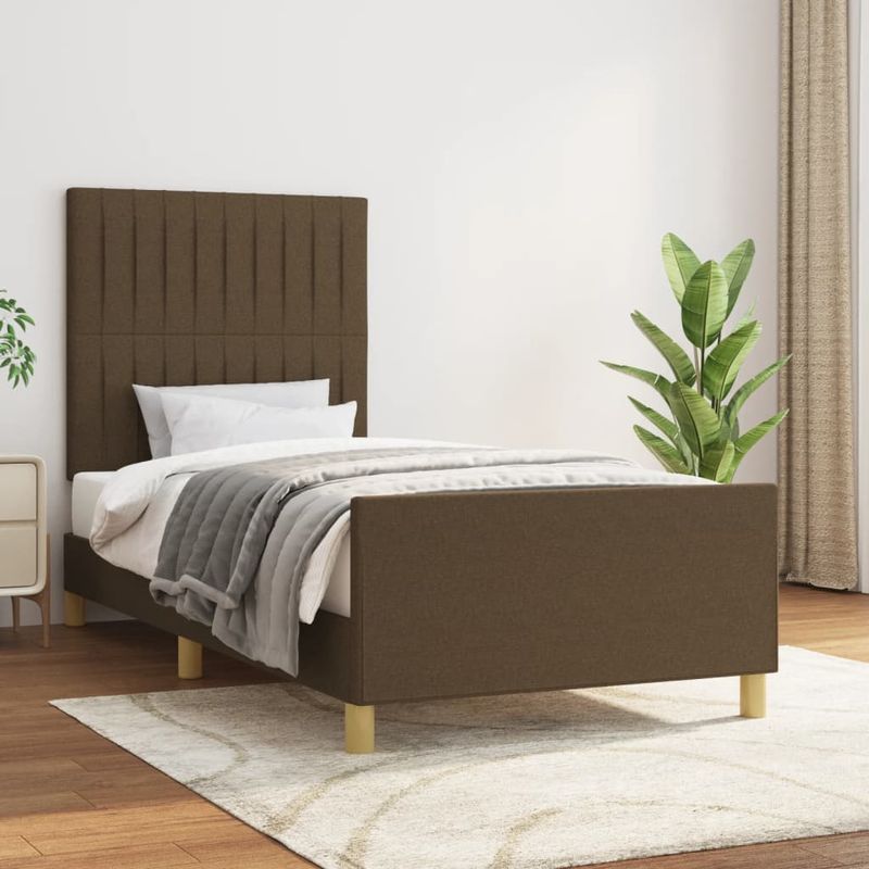 Casa si Gradina - Mobilier - Paturi si accesorii - Paturi - Cadru de pat cu tablie, maro inchis, 100x200 cm, textil - Infinity.ro