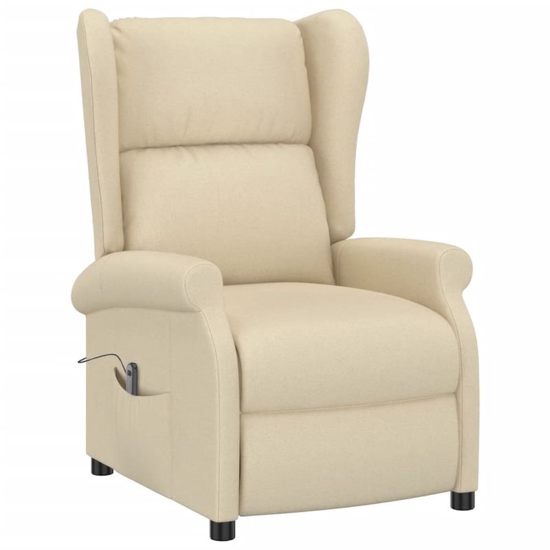 Casa si Gradina - Mobilier - Scaune si fotolii - Fotolii - Fotoliu rabatabil electric cu spatar aripi, crem, textil - Infinity.ro